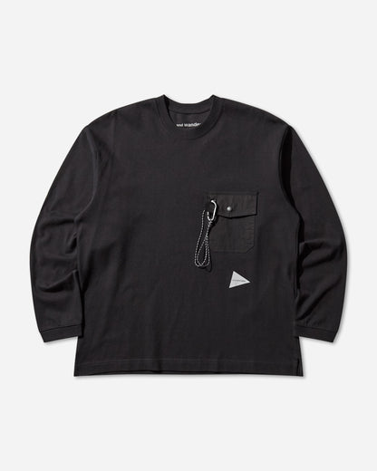 and wander 80  Heavy Cotton Pocket Ls T Black T-Shirts Longsleeve 5745284082 010