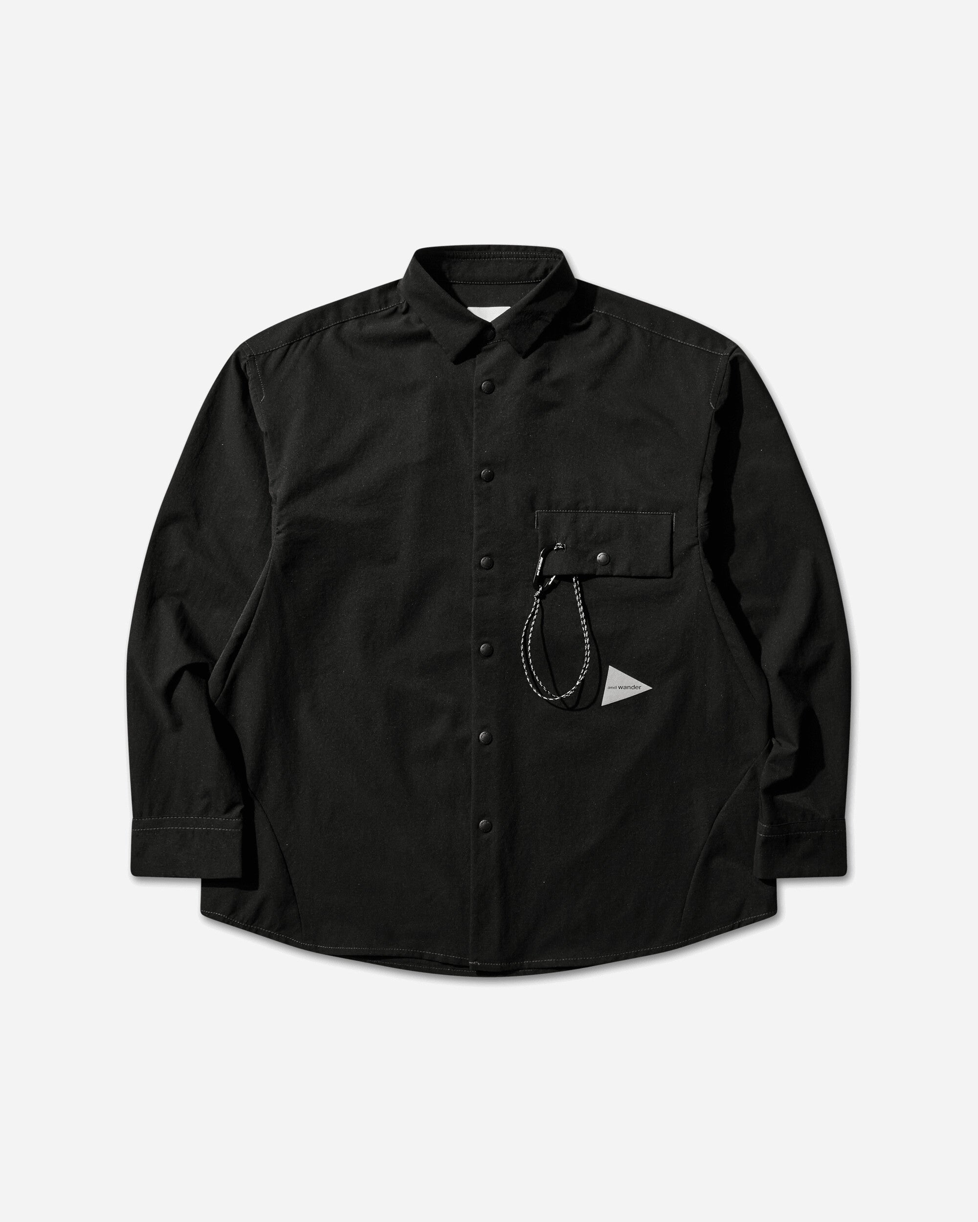 and wander 024  Dry Breathable Ls Shirt Black  Shirts Overshirt 5746143024 010