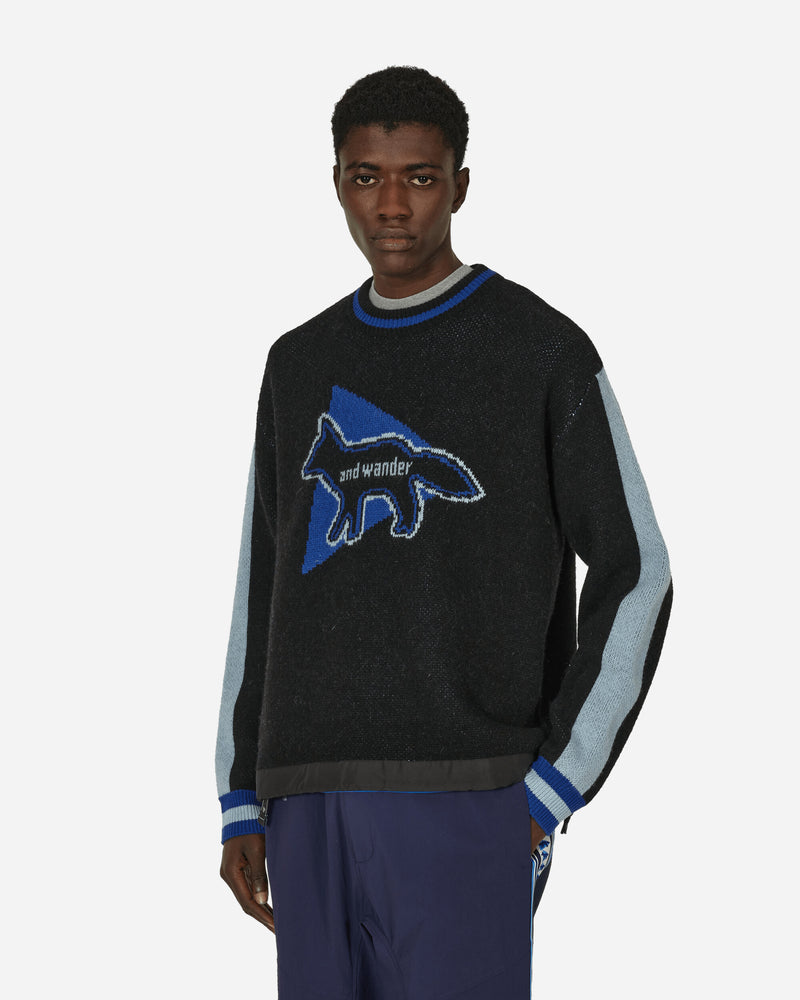 and wander Maison Kitsuné Knit Pullover Black - Slam Jam® Official