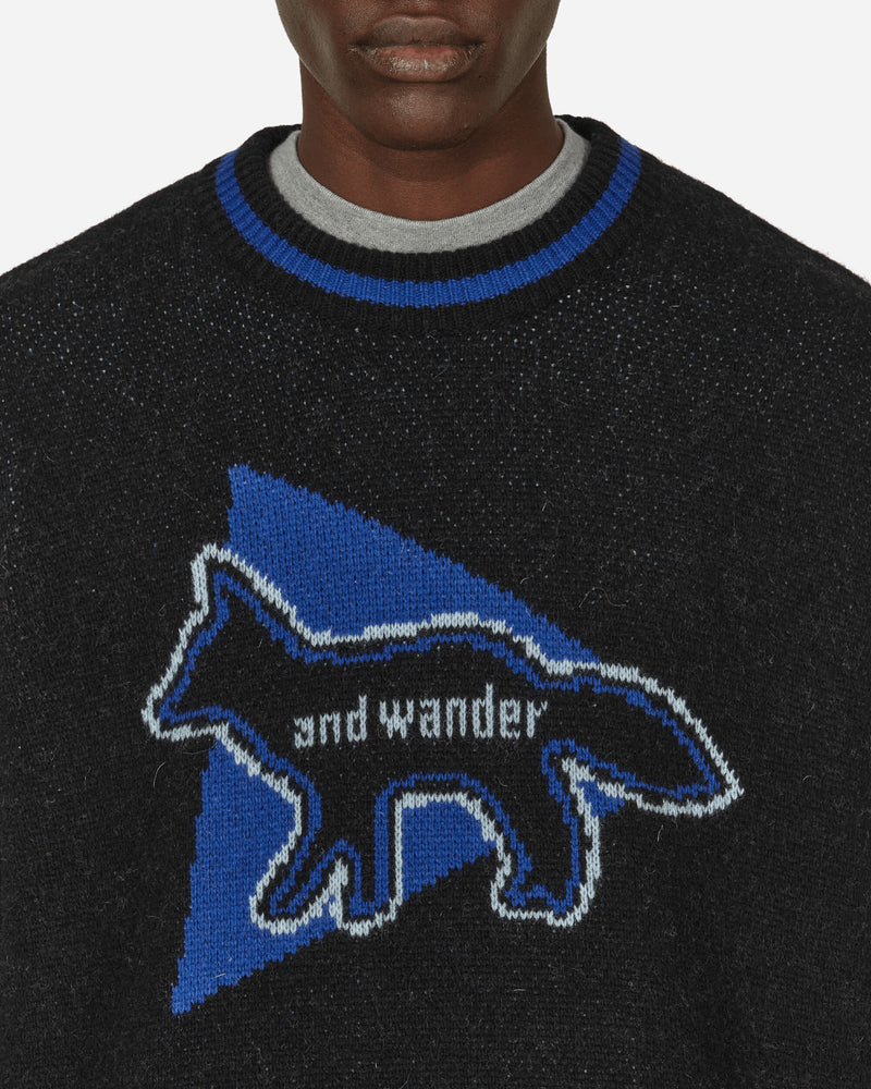 and wander Maison Kitsuné Knit Pullover Black - Slam Jam® Official