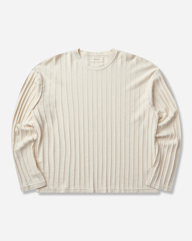 mfpen Round Neck Sweater Ecru Inverted Ajour Stripe Sweatshirts Crewneck M326-052 White