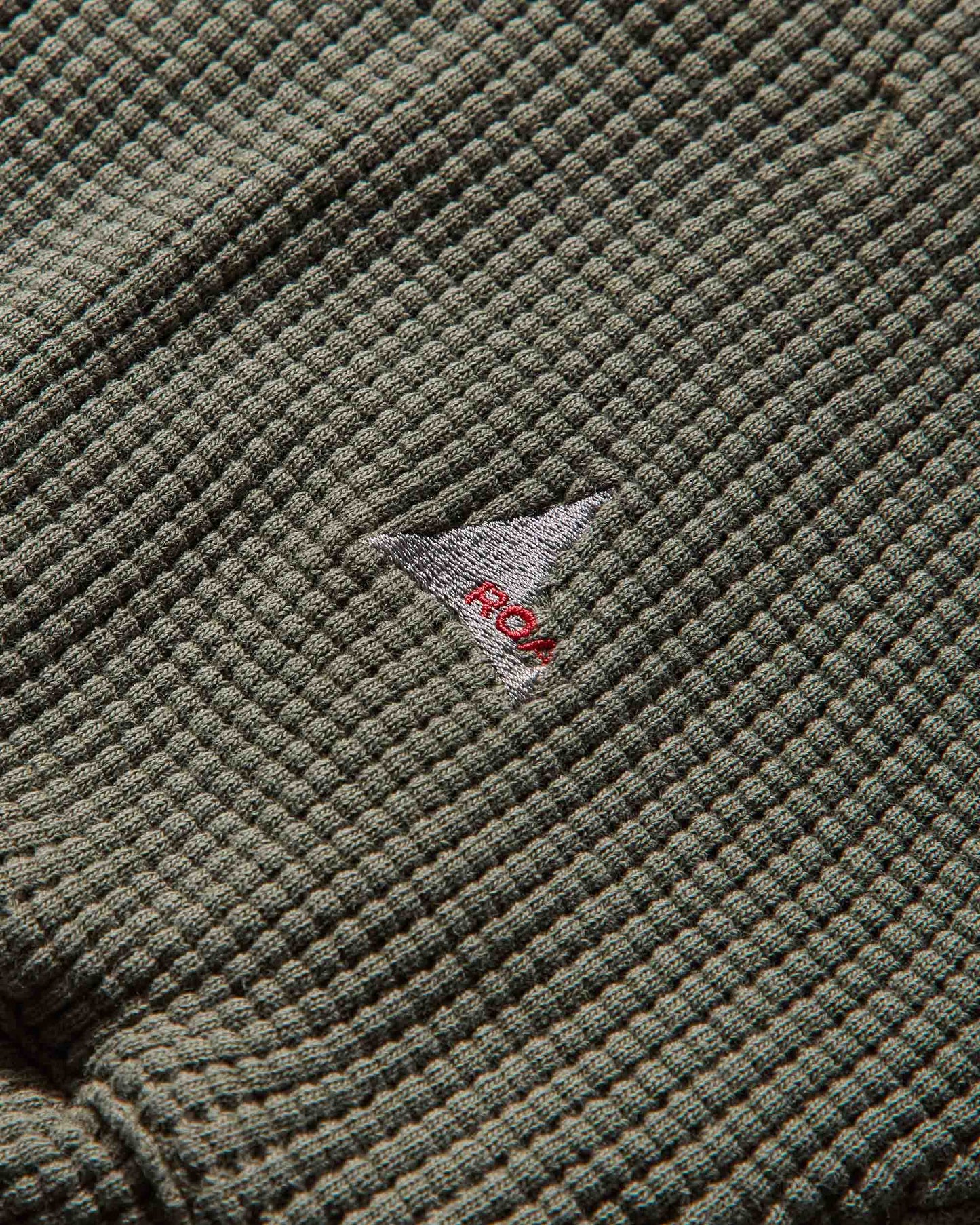 ROA Bee Sun Faded Waffle Zip Up Hoodie Olive Sweatshirts Zip-Ups RBMW0513FA340 GRN0012