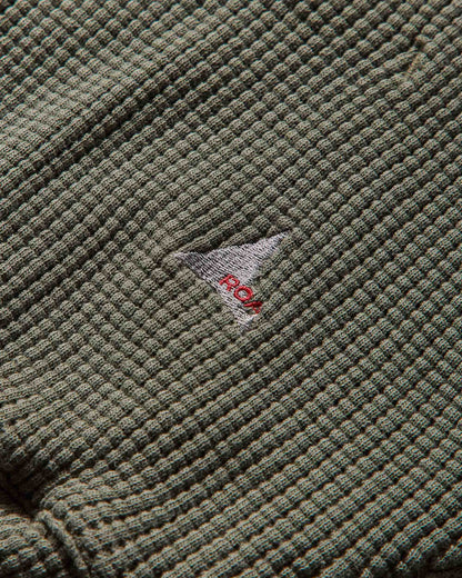 ROA Bee Sun Faded Waffle Zip Up Hoodie Olive Sweatshirts Zip-Ups RBMW0513FA340 GRN0012