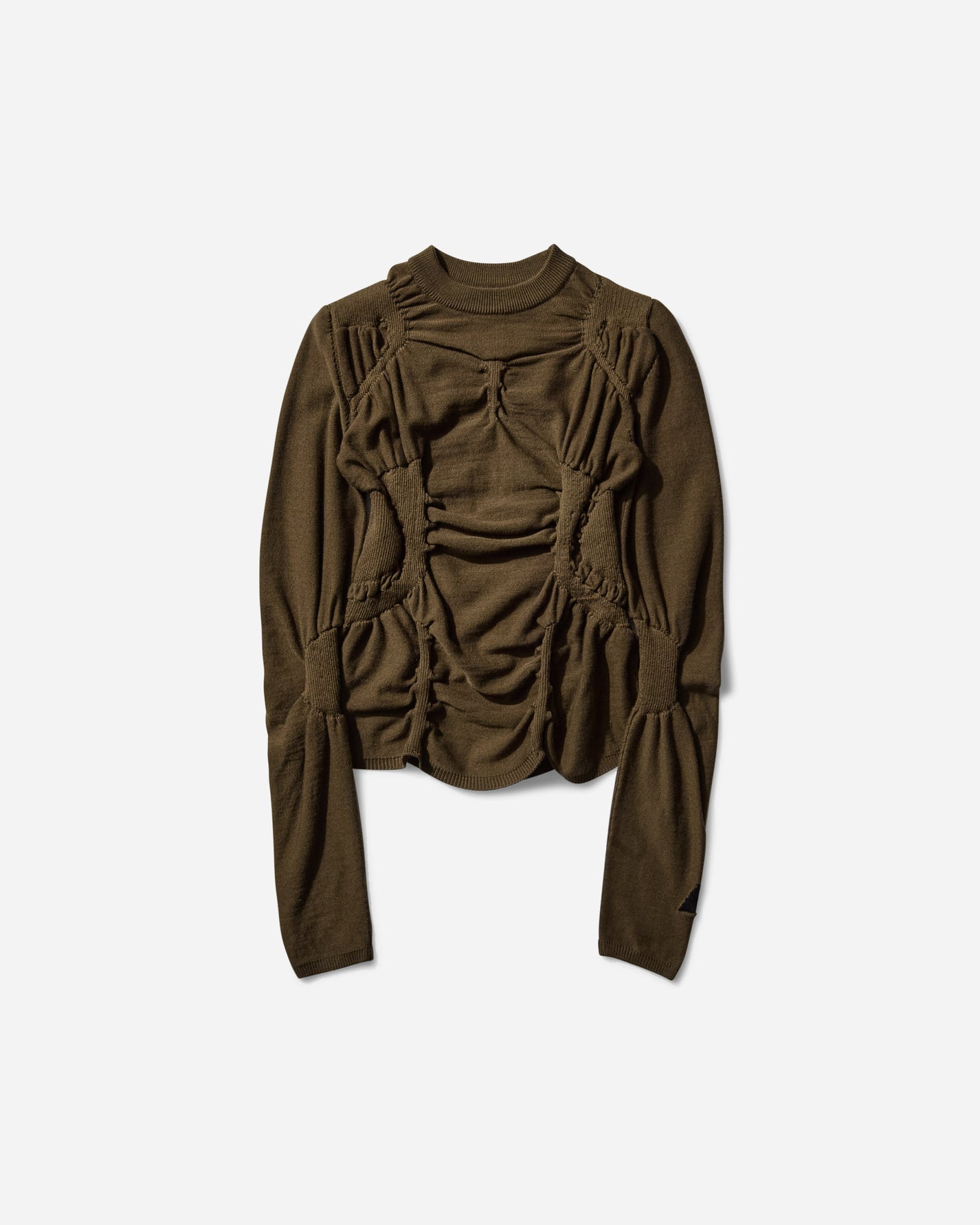 ROA Pinched Wool Knit Top Olive Knitwears Sweaters RBWW063YA24 GRN0012