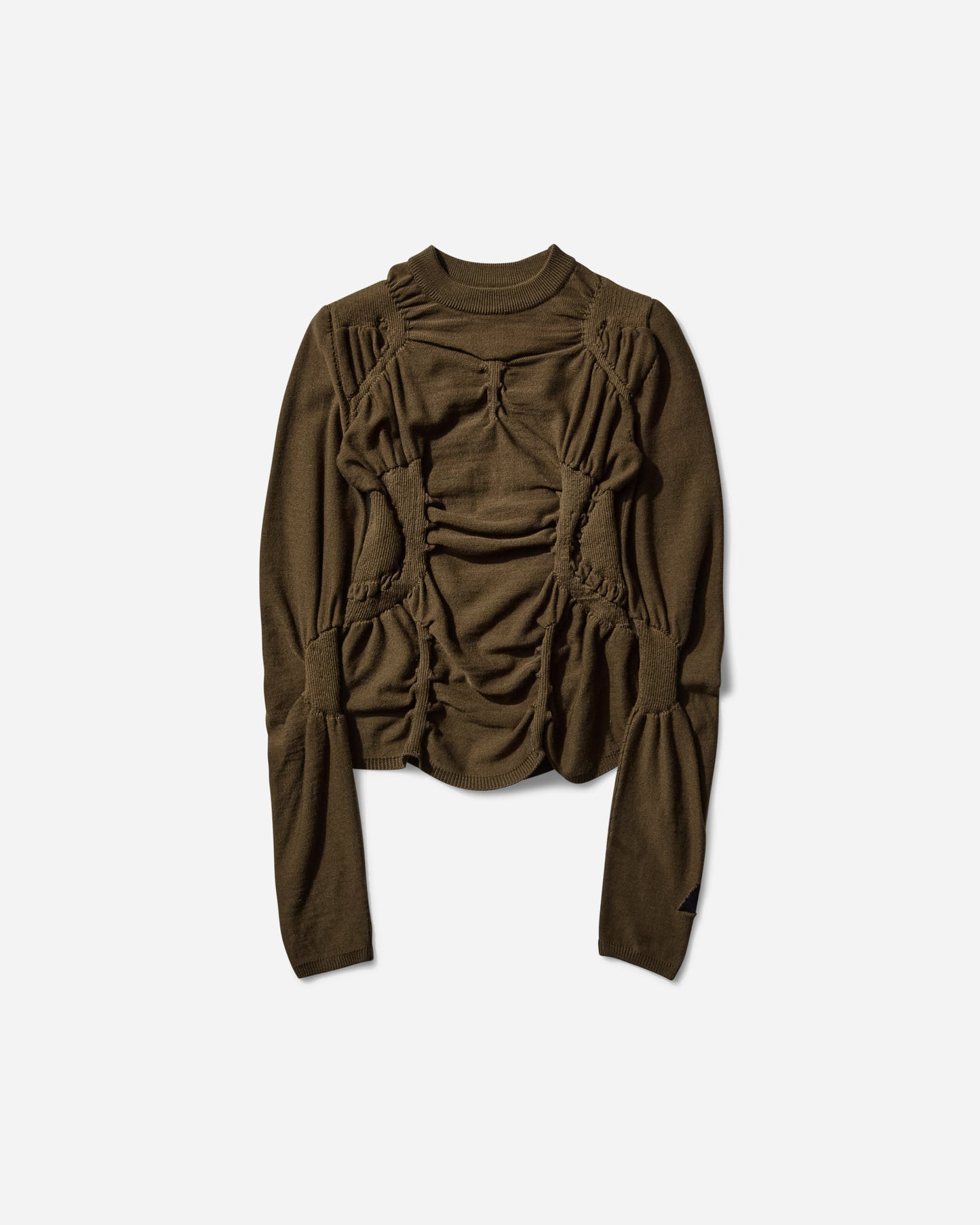 ROA Pinched Wool Knit Top Olive Knitwears Sweaters RBWW063YA24 GRN0012