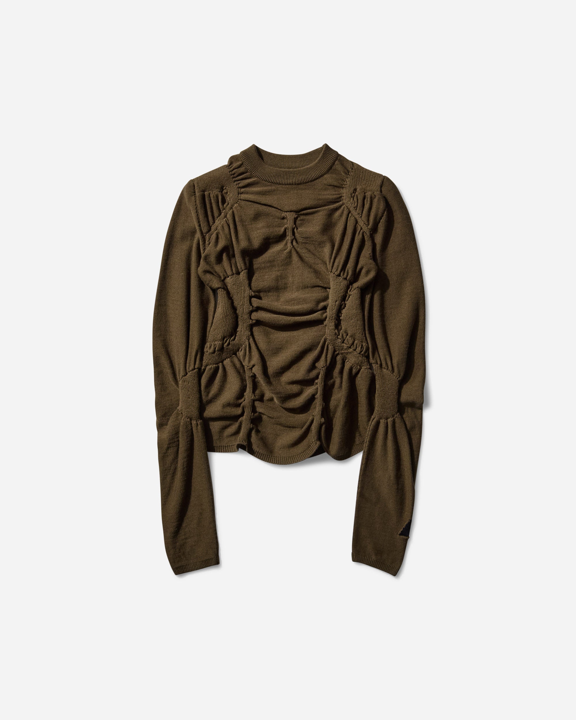 ROA Pinched Wool Knit Top Olive Knitwears Sweaters RBWW063YA24 GRN0012