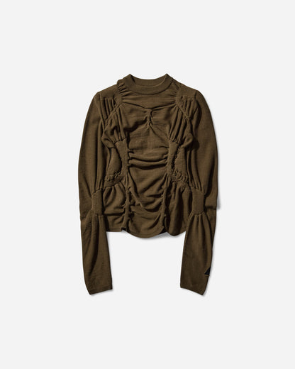 ROA Pinched Wool Knit Top Olive Knitwears Sweaters RBWW063YA24 GRN0012