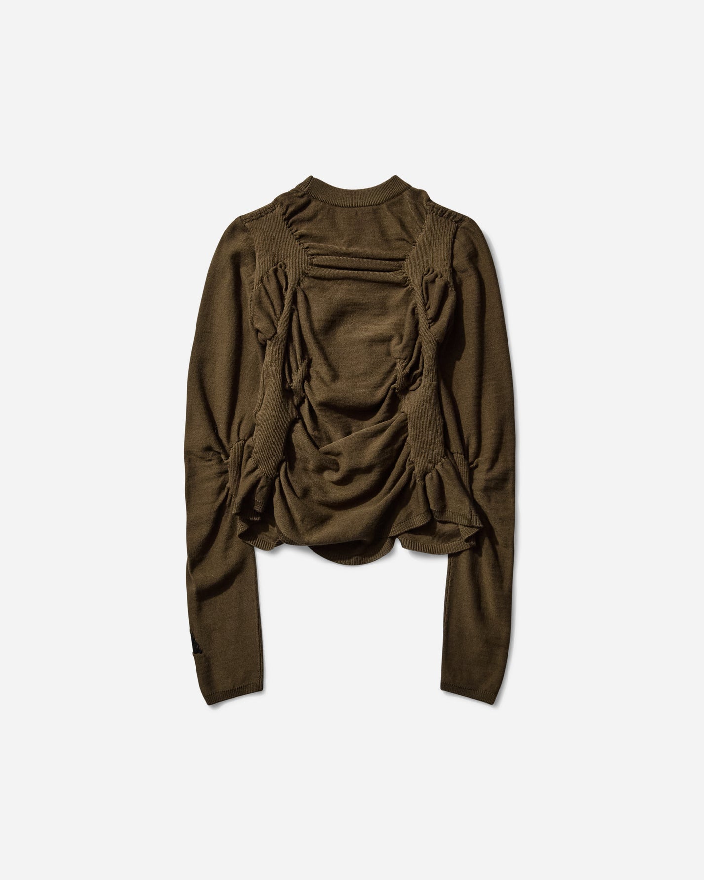 ROA Pinched Wool Knit Top Olive Knitwears Sweaters RBWW063YA24 GRN0012