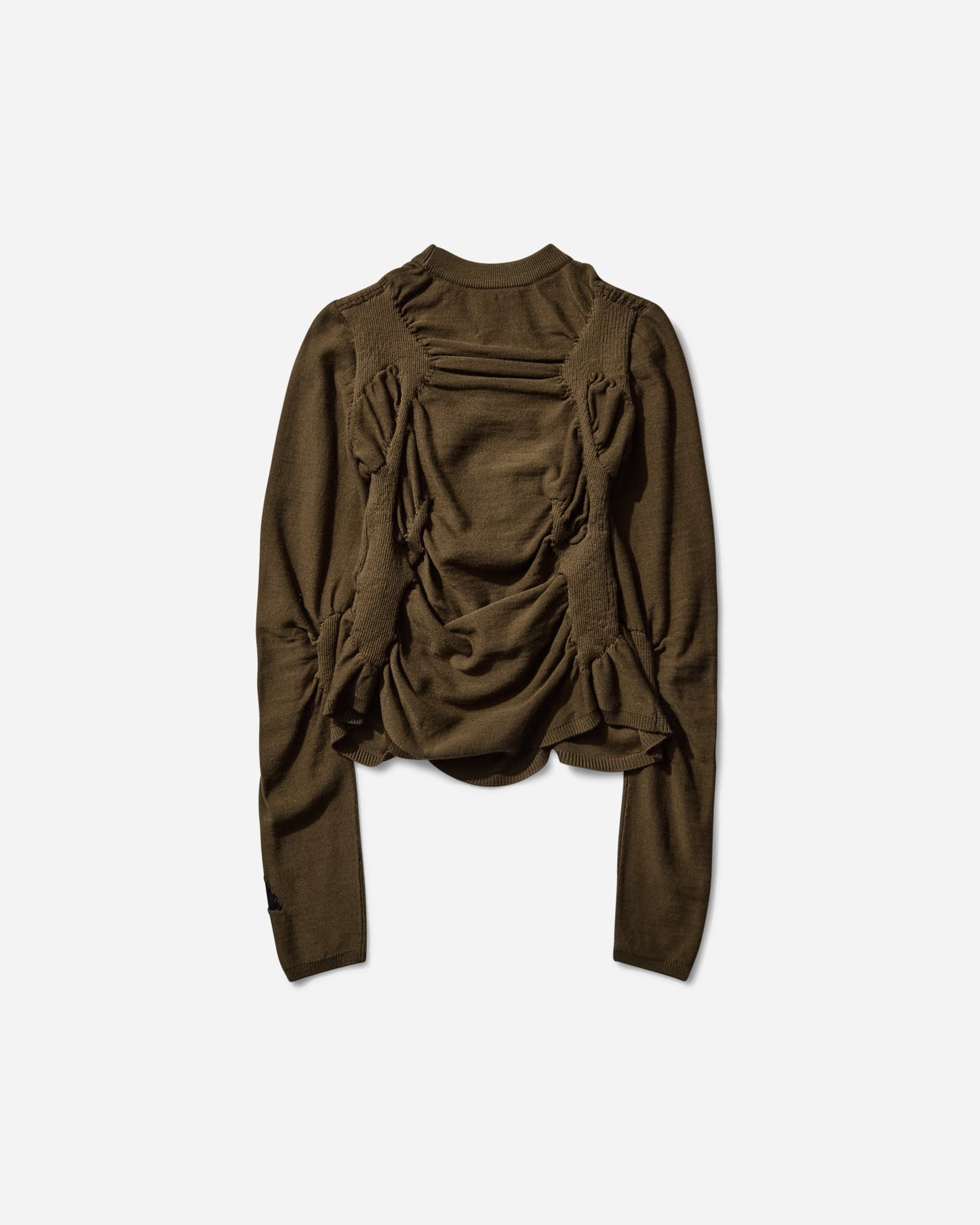 ROA Pinched Wool Knit Top Olive Knitwears Sweaters RBWW063YA24 GRN0012