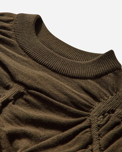 ROA Pinched Wool Knit Top Olive Knitwears Sweaters RBWW063YA24 GRN0012