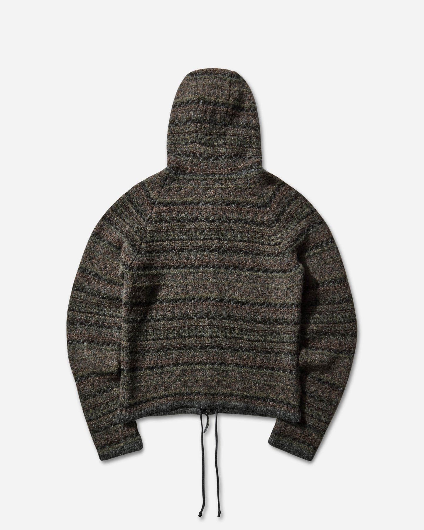 ROA Fair Isle Felted Knit Zip Up Hoodie Olive Knitwears Sweaters RBMW0520YA74 GRN0012