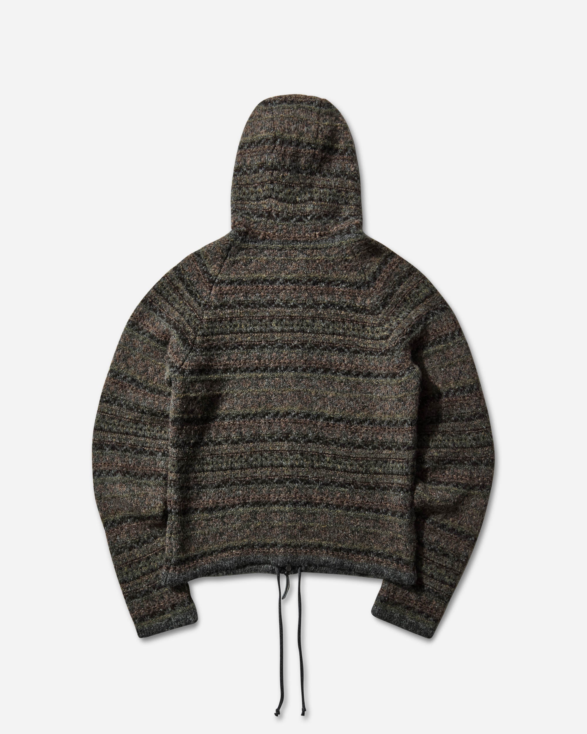 ROA Fair Isle Felted Knit Zip Up Hoodie Olive Knitwears Sweaters RBMW0520YA74 GRN0012