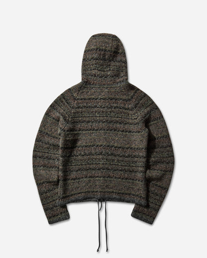 ROA Fair Isle Felted Knit Zip Up Hoodie Olive Knitwears Sweaters RBMW0520YA74 GRN0012