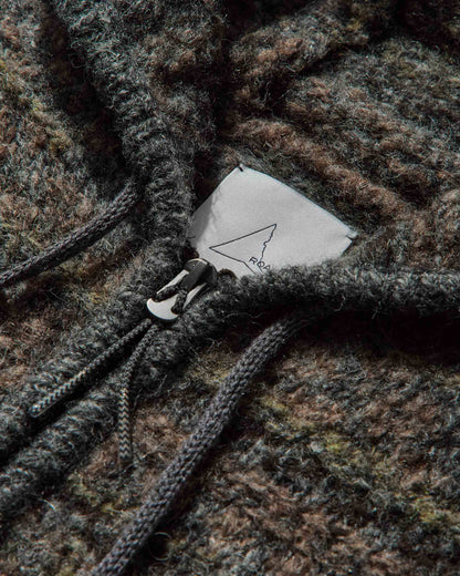 ROA Fair Isle Felted Knit Zip Up Hoodie Olive Knitwears Sweaters RBMW0520YA74 GRN0012