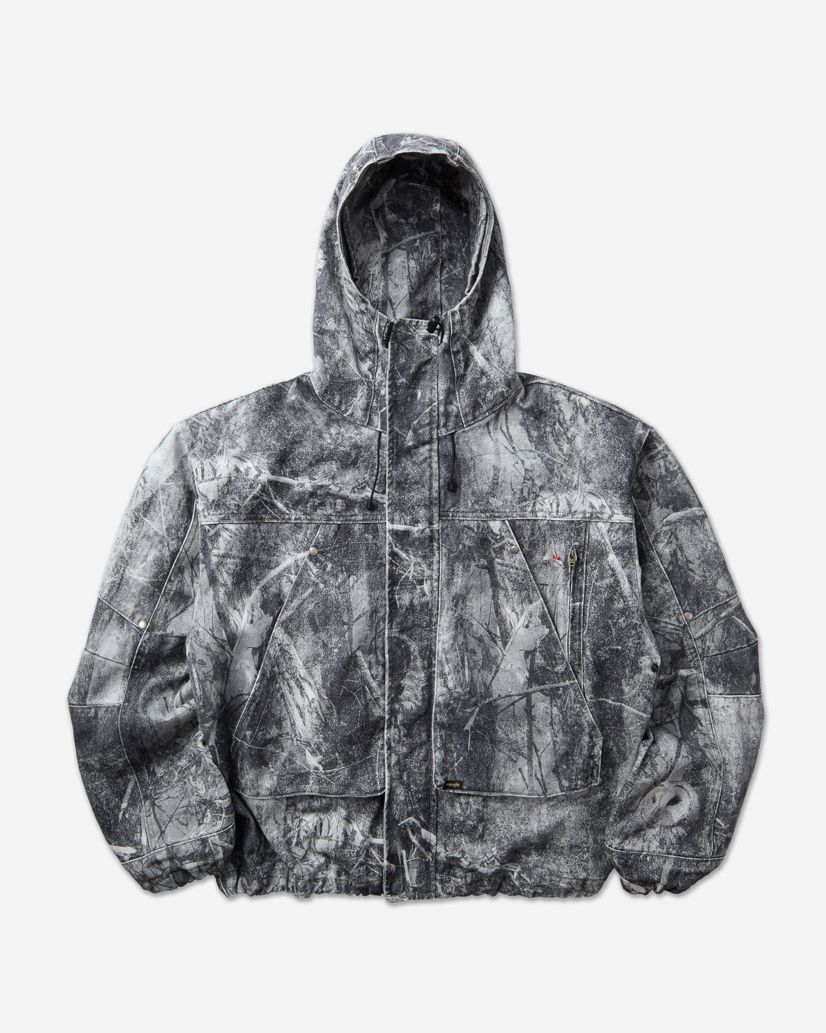 ROA Roa X Wrangler Denim Hooded Jacket Washed Pattern Owl Dark Owl Dark Coats and Jackets Jackets YBMW0273FA210 BLK0001