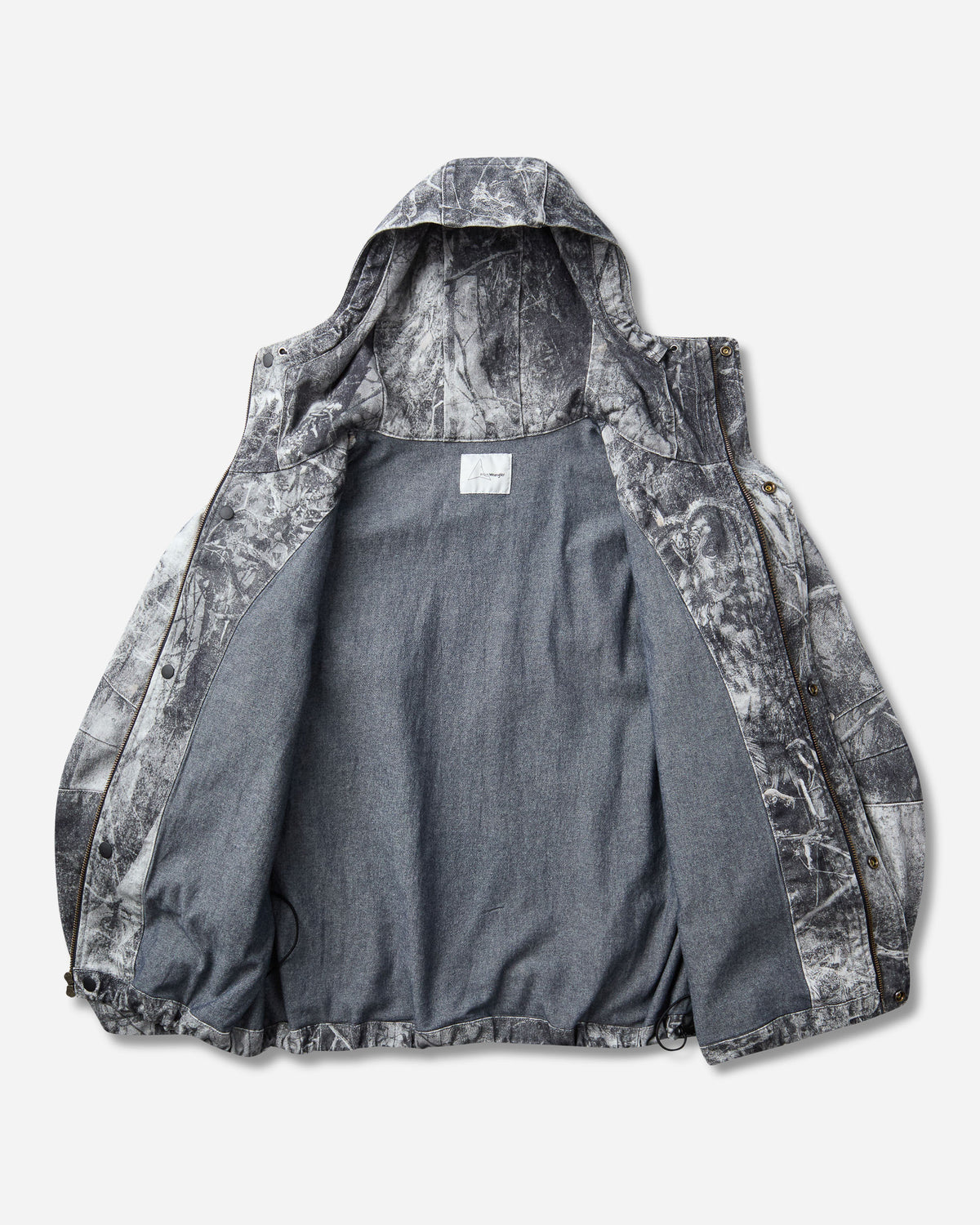 ROA Roa X Wrangler Denim Hooded Jacket Washed Pattern Owl Dark Owl Dark Coats and Jackets Jackets YBMW0273FA210 BLK0001