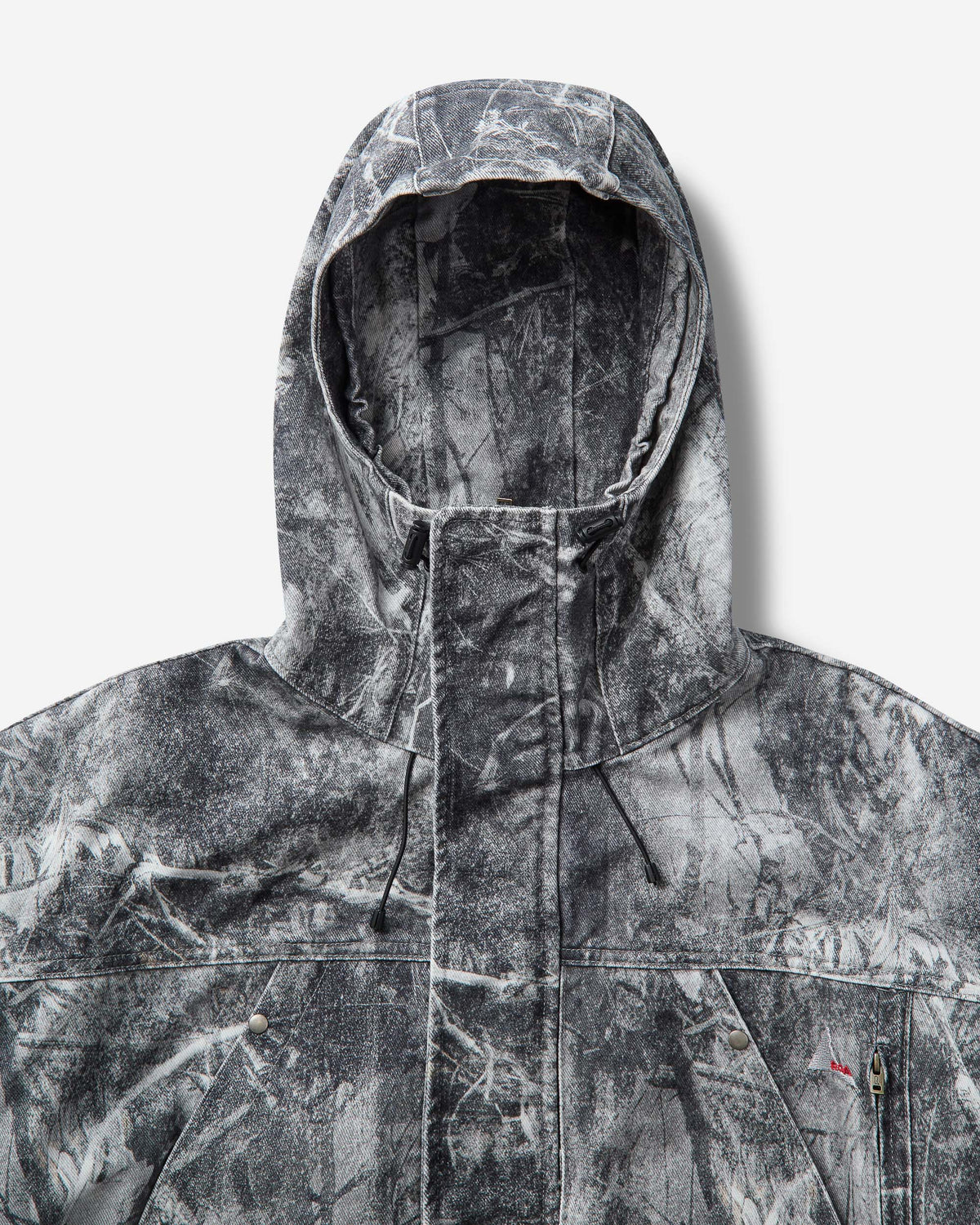 ROA Roa X Wrangler Denim Hooded Jacket Washed Pattern Owl Dark Owl Dark Coats and Jackets Jackets YBMW0273FA210 BLK0001