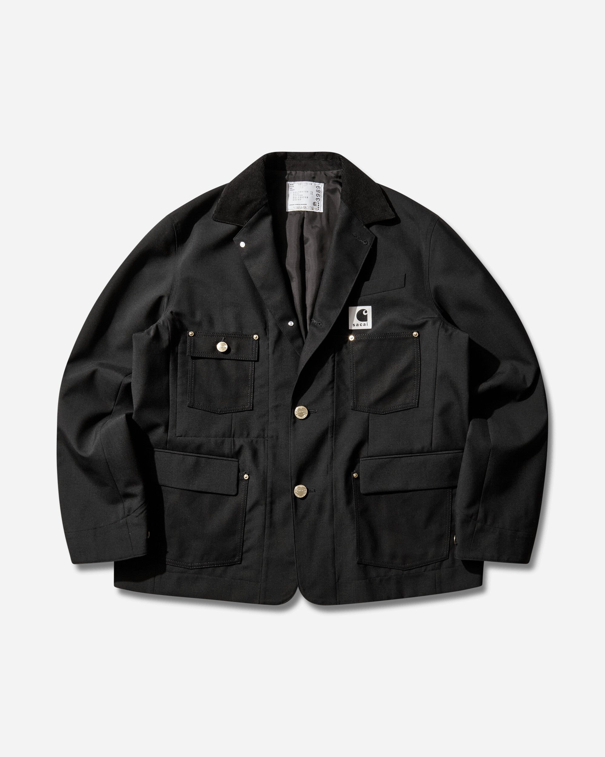 sacai Carhartt Wip Suiting X Duck Jacket Black Coats and Jackets Blazers 26-03989M 001