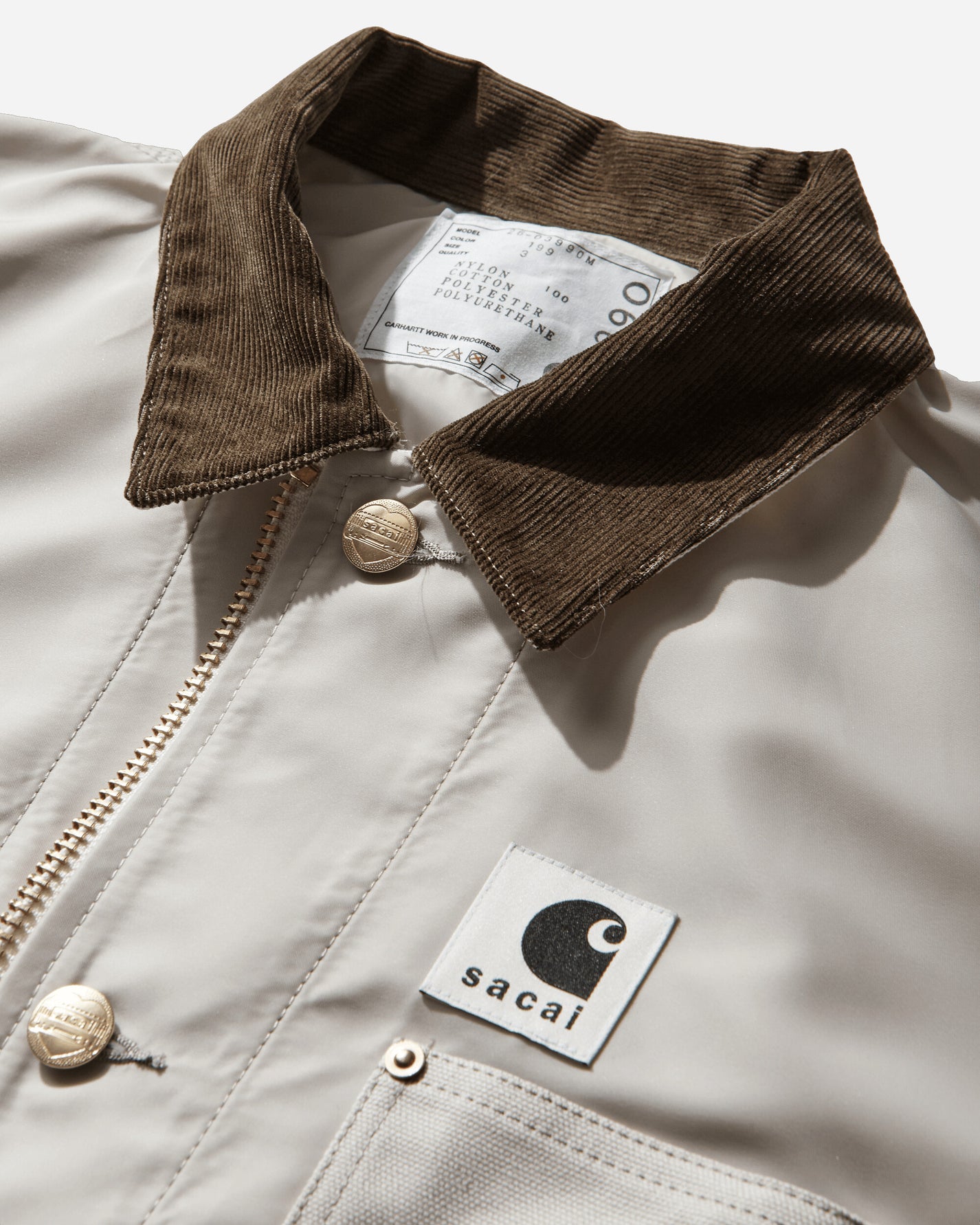 sacai Carhartt Wip Nylon Twill X Duck Blouson Ivory Coats and Jackets Bomber Jackets 26-03990M 001