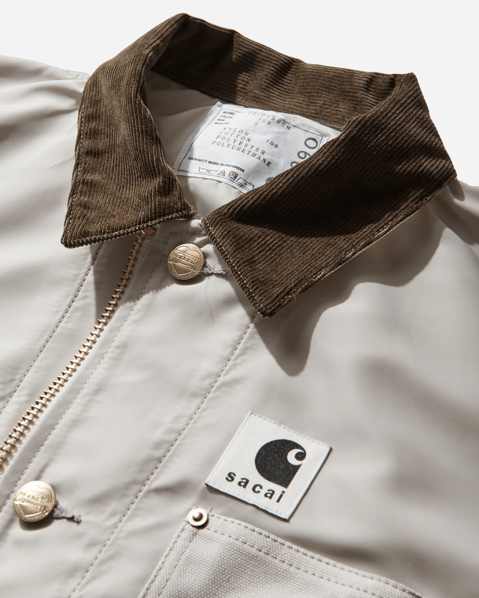 sacai Carhartt Wip Nylon Twill X Duck Blouson Ivory Coats and Jackets Bomber Jackets 26-03990M 001