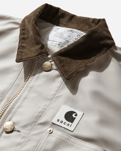 sacai Carhartt Wip Nylon Twill X Duck Blouson Ivory Coats and Jackets Bomber Jackets 26-03990M 001