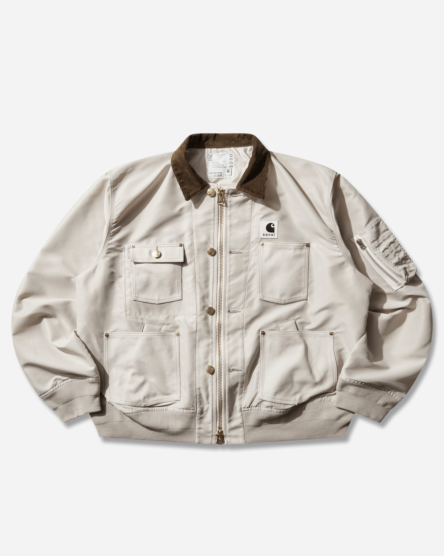 sacai Carhartt Wip Nylon Twill X Duck Blouson Ivory Coats and Jackets Bomber Jackets 26-03990M 001