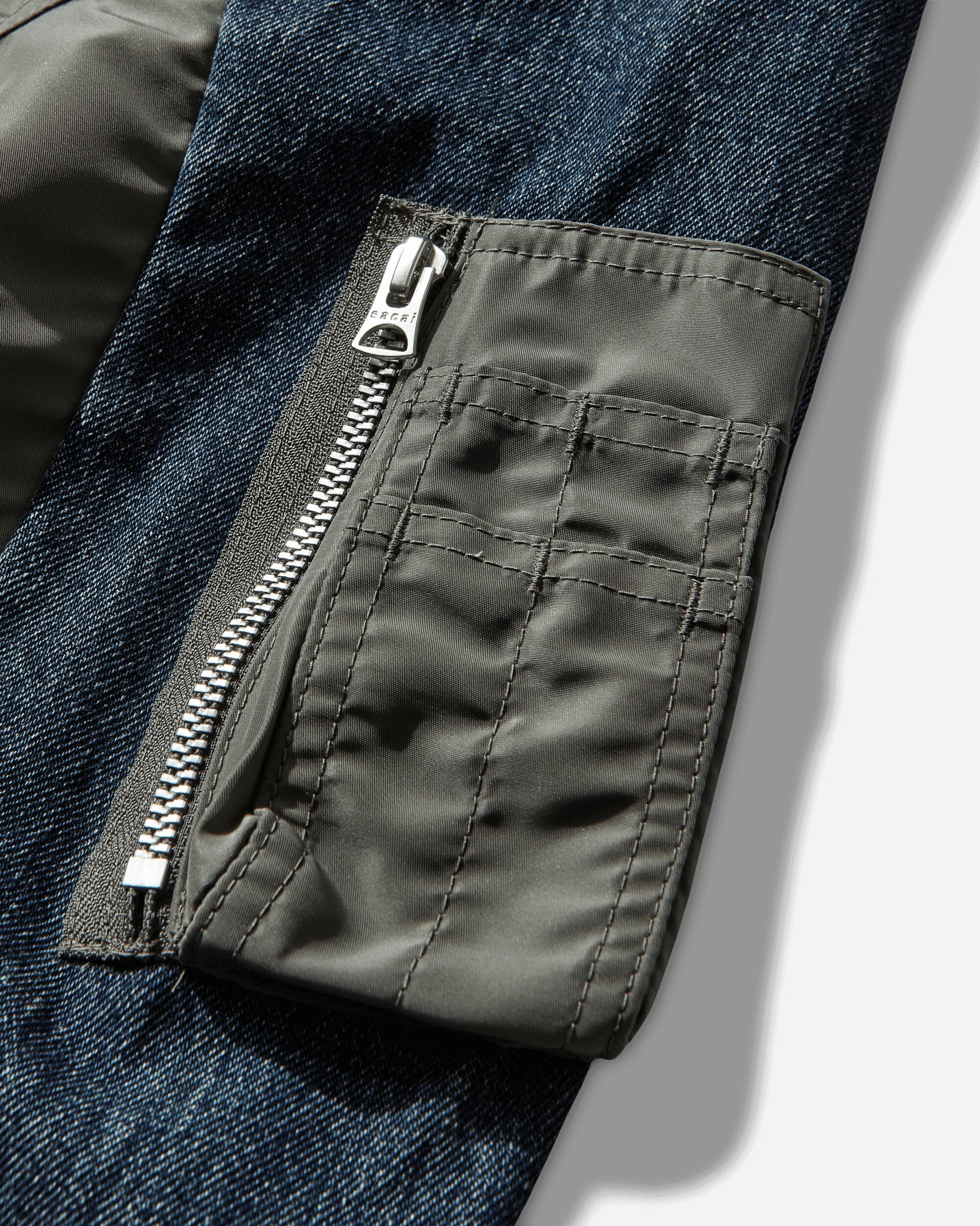 sacai Denim X Nylon Twill Jacket Blue Coats and Jackets Denim Jackets SCM-303 401