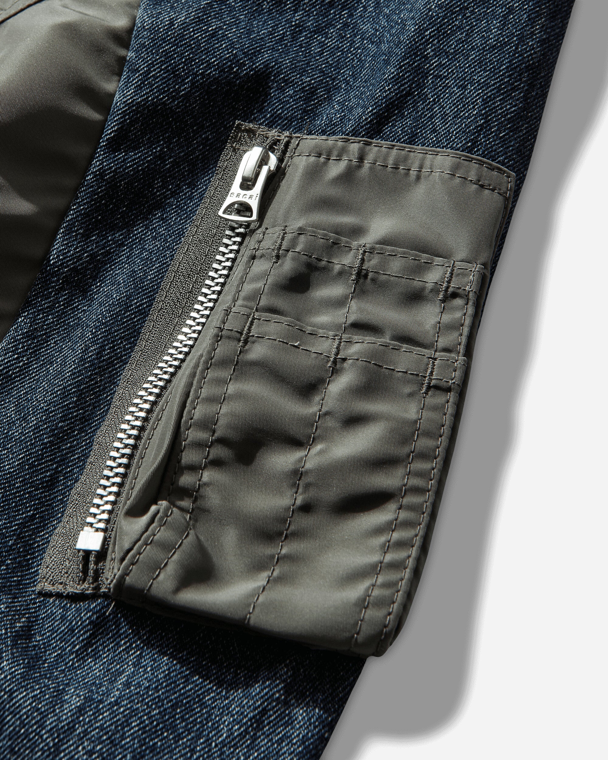 sacai Denim X Nylon Twill Jacket Blue Coats and Jackets Denim Jackets SCM-303 401