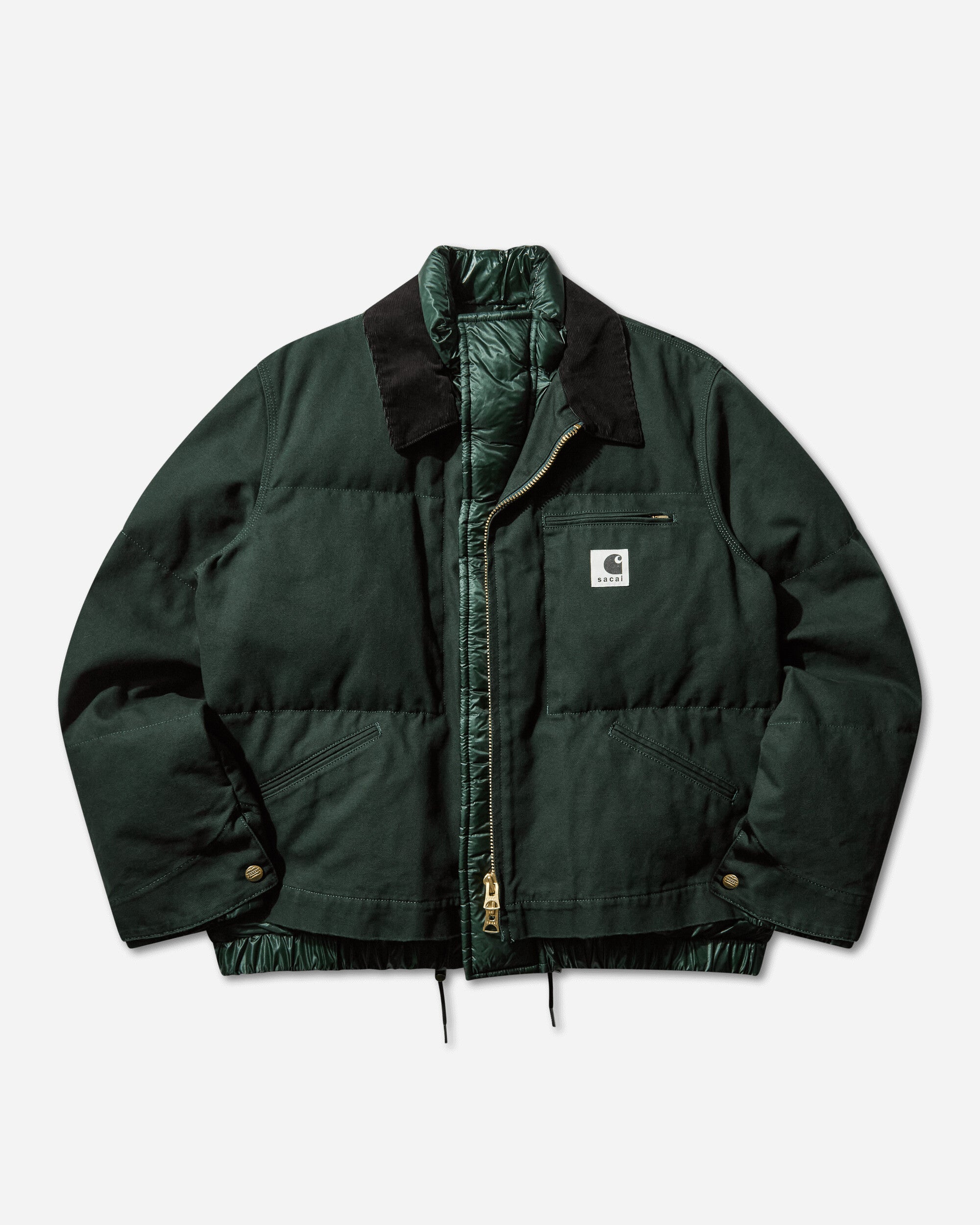 sacai Carhartt Wip Washed Duck Puffer Jacket Green Coats and Jackets Down Jackets 25-03858M 551