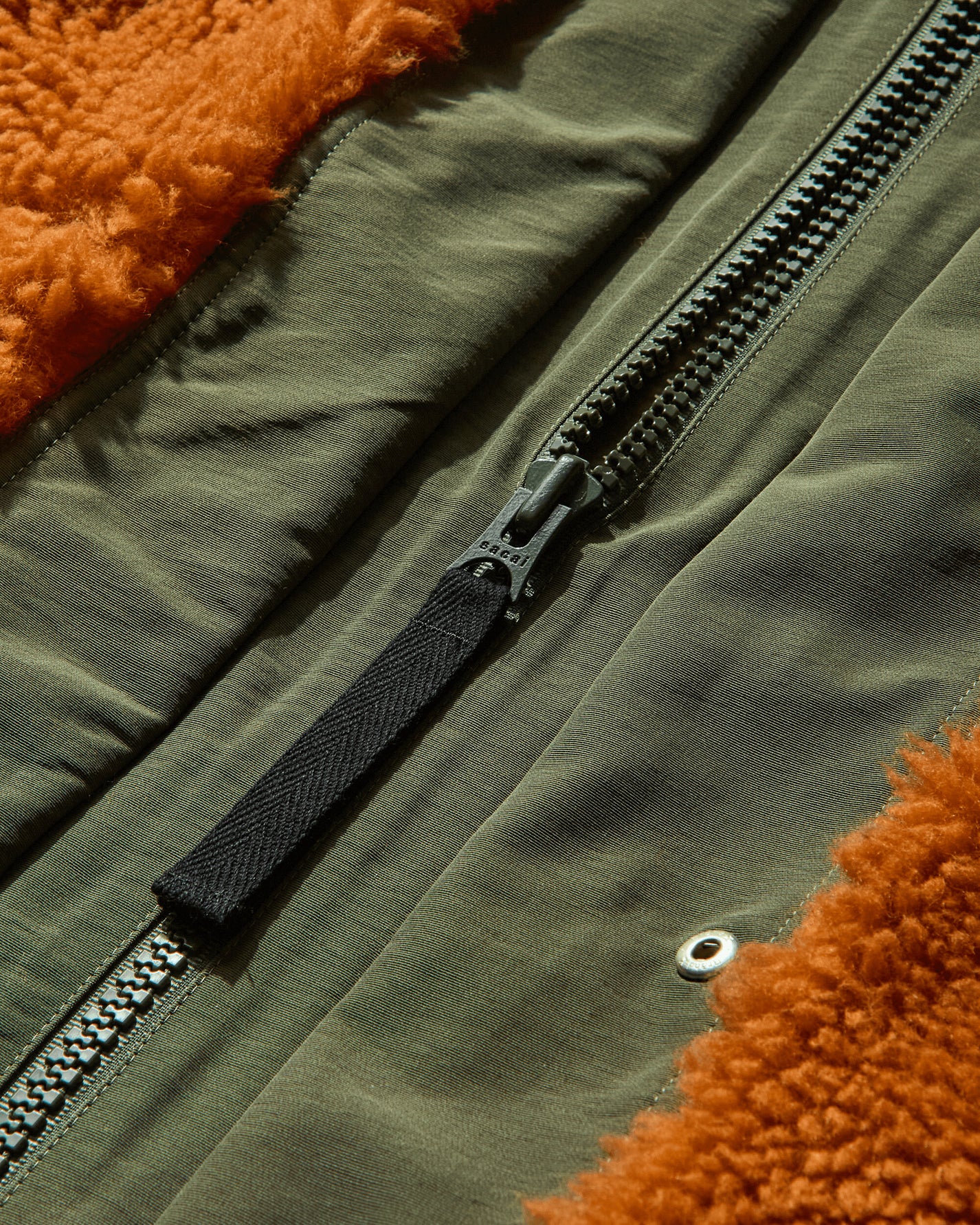 sacai Faux Shearling Blouson Orange/Khaki Coats and Jackets Fleece Jackets 25-03854M 858