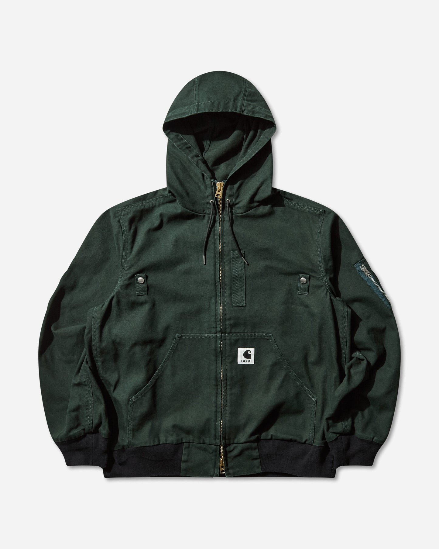 sacai Carhartt Wip Washed Duck Hooded Blouson Green Coats and Jackets Jackets 25-03859M 551