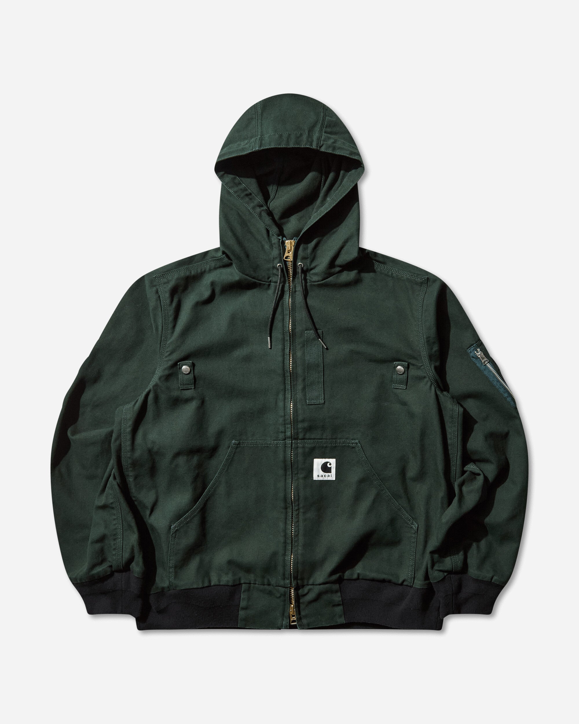 sacai Carhartt Wip Washed Duck Hooded Blouson Green Coats and Jackets Jackets 25-03859M 551
