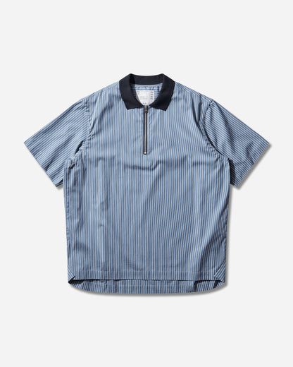 sacai Poplin Pullover Blue Stripe Shirts Shortsleeve Shirt 26-03982M 421