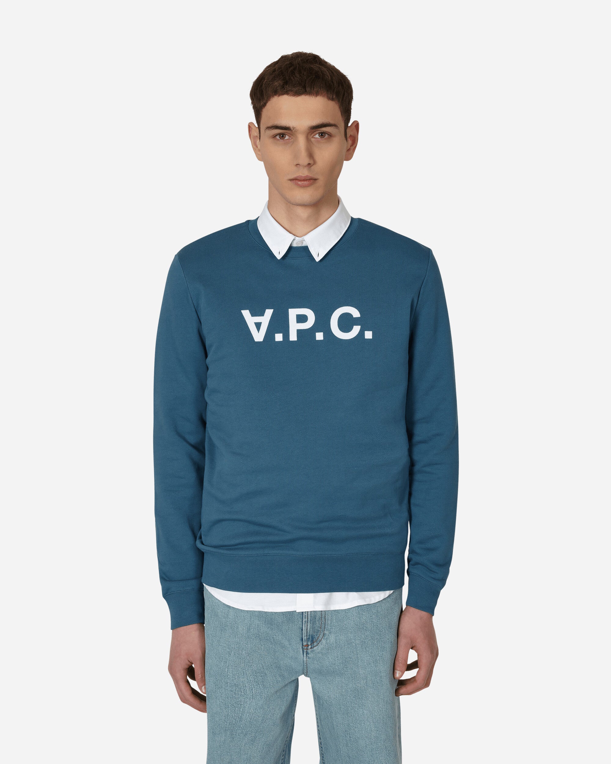 A.P.C. VPC Crewneck Sweatshirt Blue - Slam Jam® Official Store