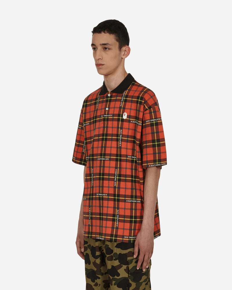 A Bathing Ape Bape Logo Check Polo Shirt Red - Slam Jam Official Store