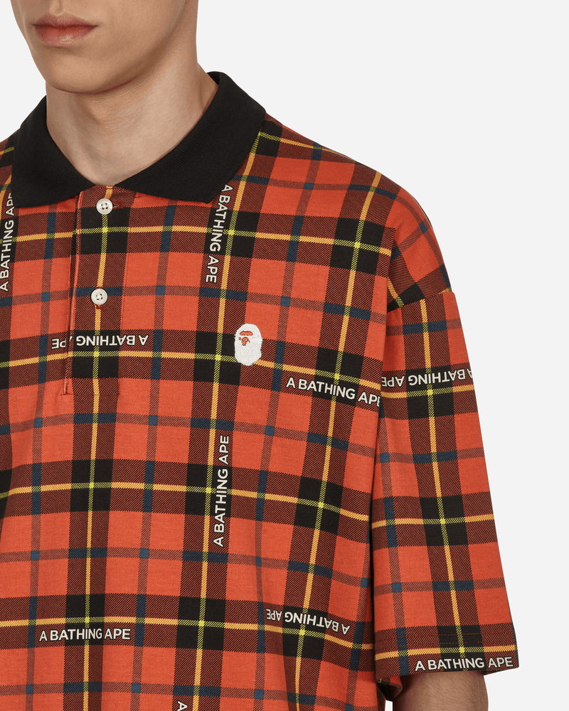 A Bathing Ape Bape Logo Check Polo Shirt Red - Slam Jam Official Store