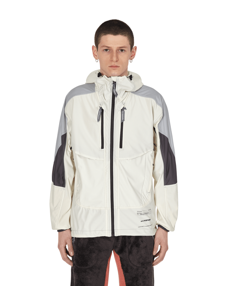 and wander Slam Jam Raschel Rip Shell Hooded Jacket White