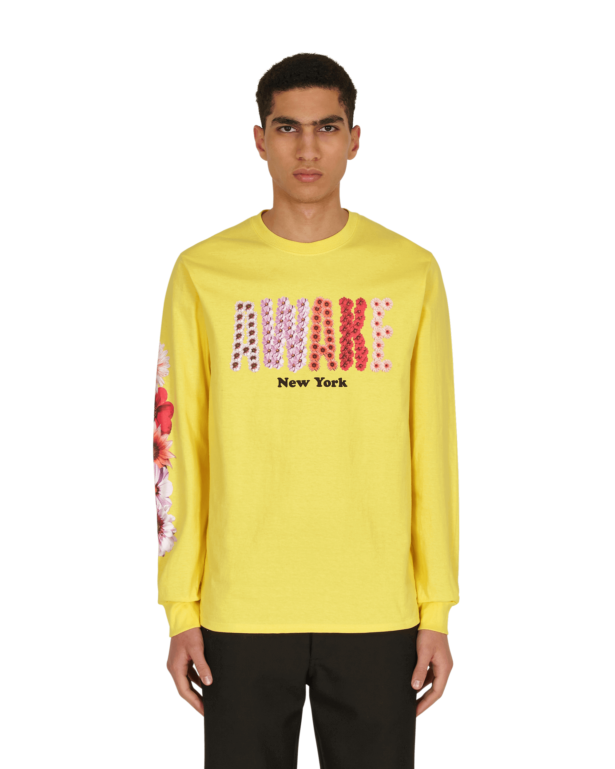 Awake NY Bloom Logo Longsleeve T-Shirt Yellow - Slam Jam® Official