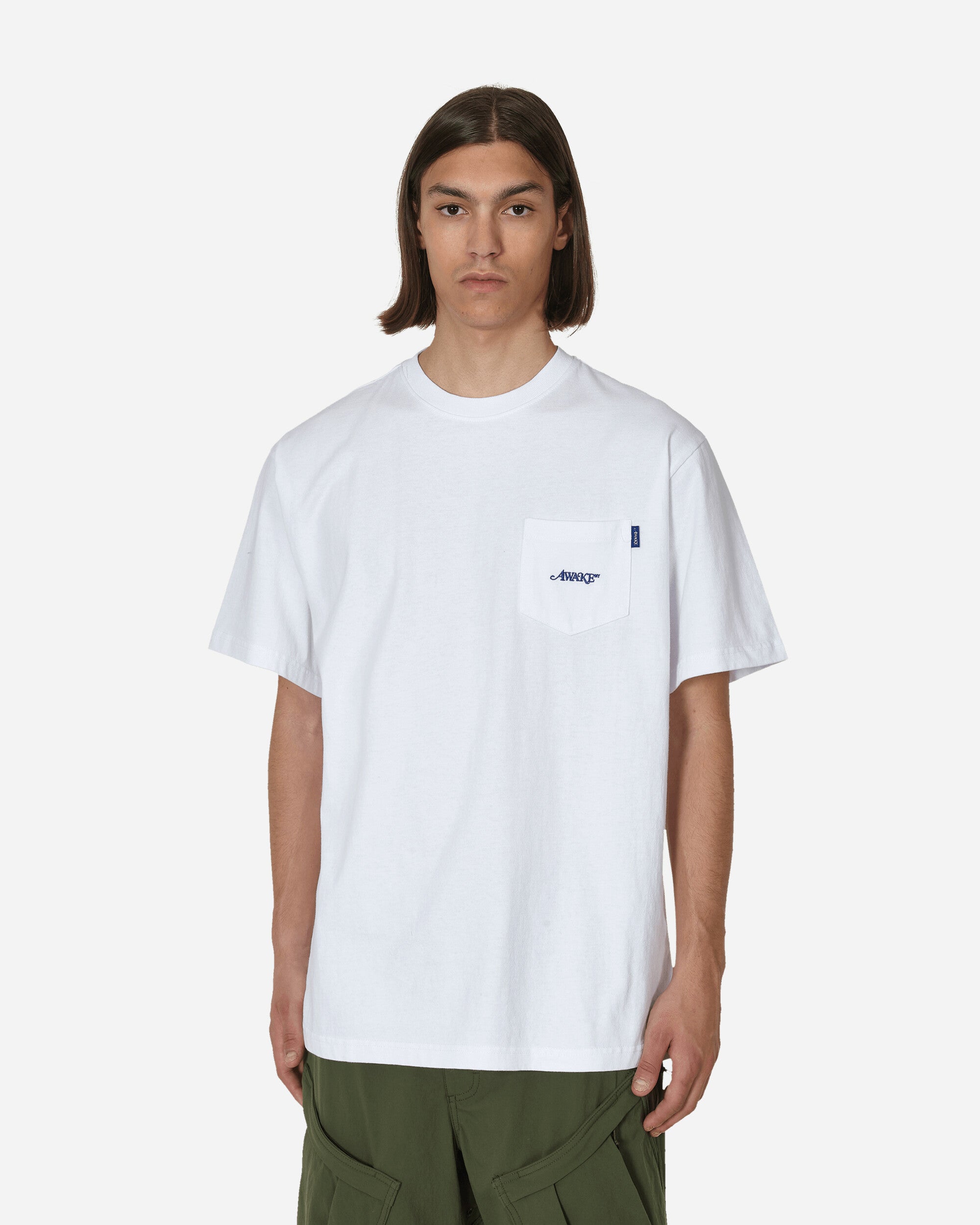 Awake NY Classic Logo Embroidered Pocket T-Shirt White