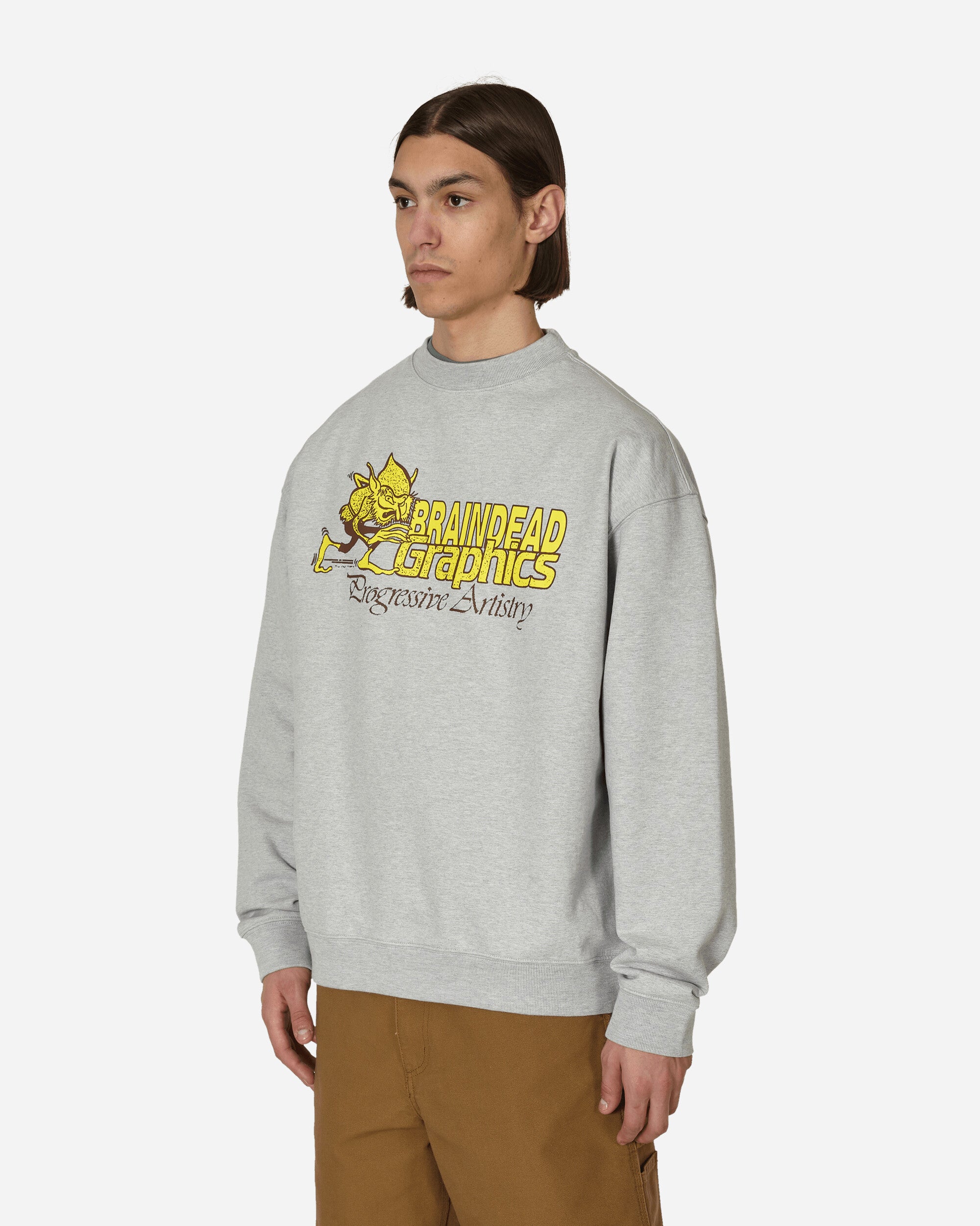 Brain Dead Progressive Artistry Crewneck Sweatshirt Heather Grey Sweatshirts Crewneck BDP23T10002865 GY07