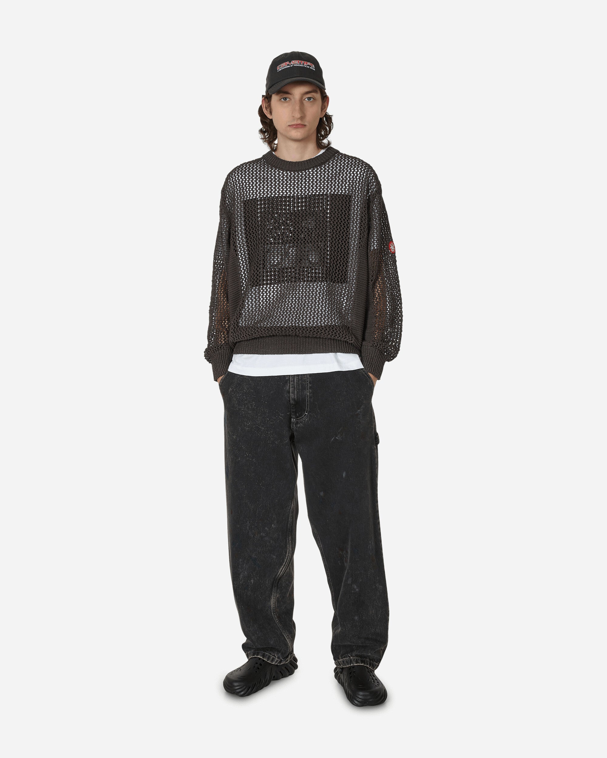 Cav Empt Side Rib Loose Net Knit Sweater Black - Slam Jam Official