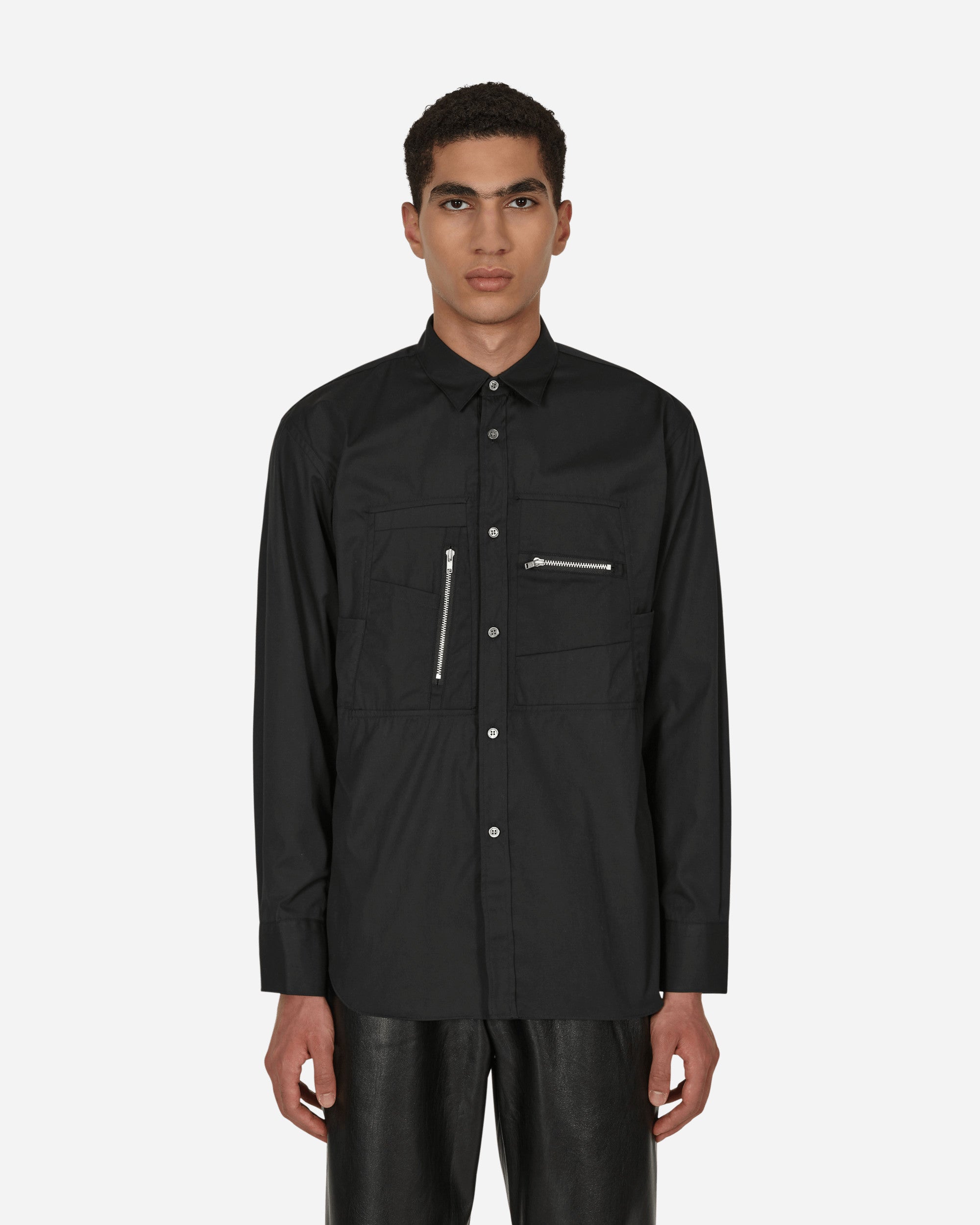 Comme Des Garçons Shirt Poplin Zip Shirt Black - Slam Jam