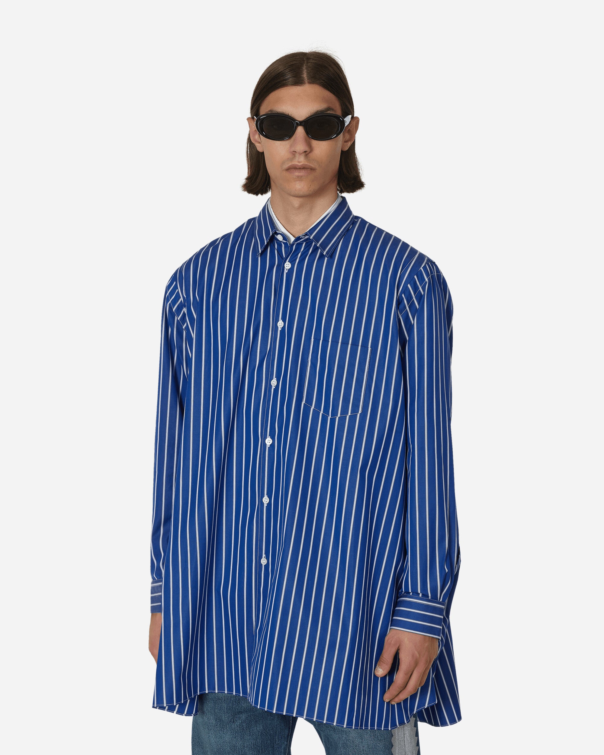 klart Midler Bliv oppe Comme Des Garçons Shirt Oversized Stripe Longsleeve Shirt White / Blue