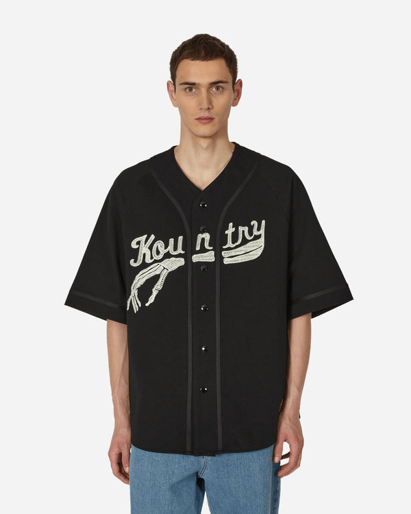 KAPITAL - 16/ - Densed Jersey Baseball Shirt (Bone) Black