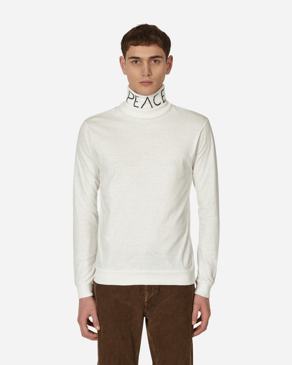 KAPITAL - 18.5/-Jersey High Neck Longsleeve T-Shirt (Peace) White