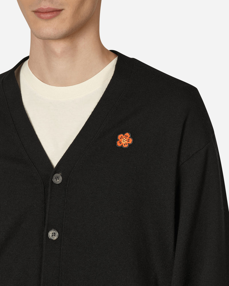 KENZO Paris 'Boke Flower' Crest Merino Wool Cardigan Black