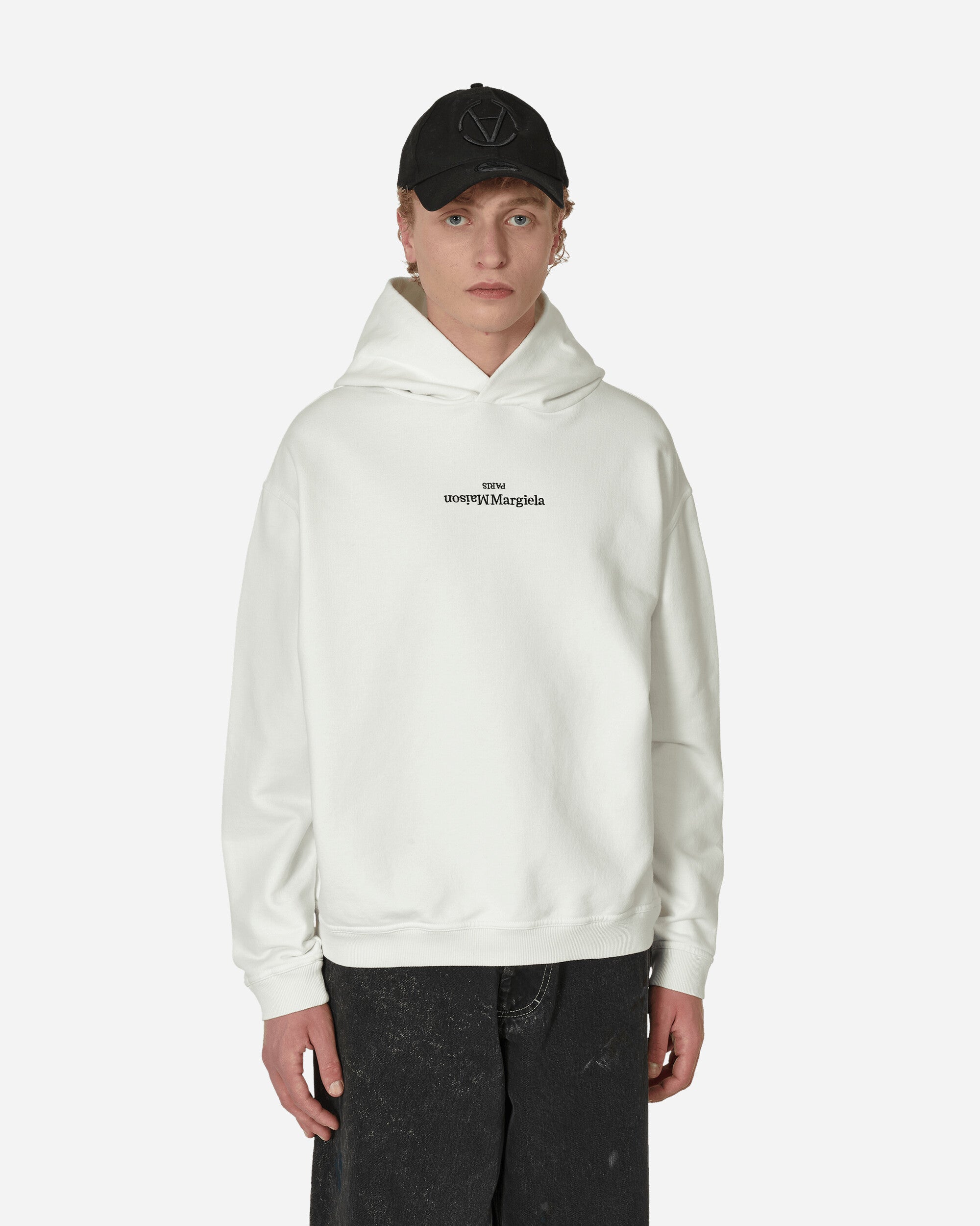 Maison Margiela Reversed Logo Hooded Sweatshirt Off White