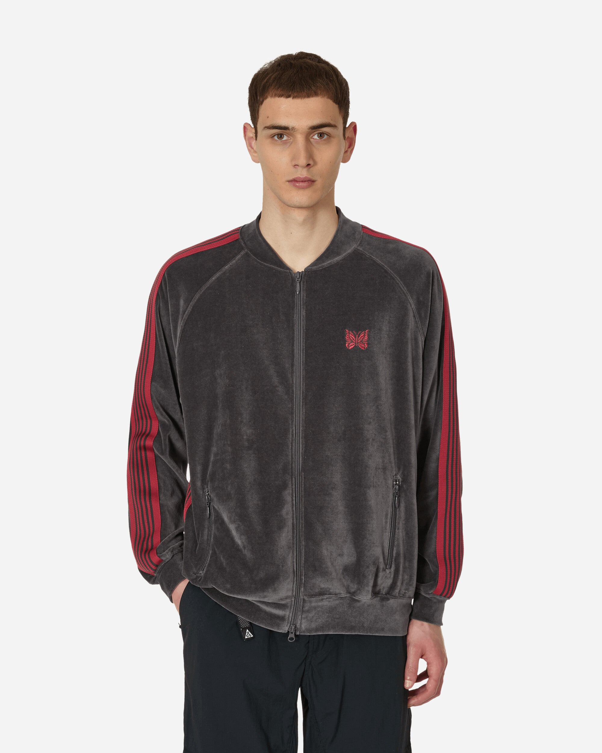 Needles Velour Track Jacket Charcoal - Slam Jam Official Store