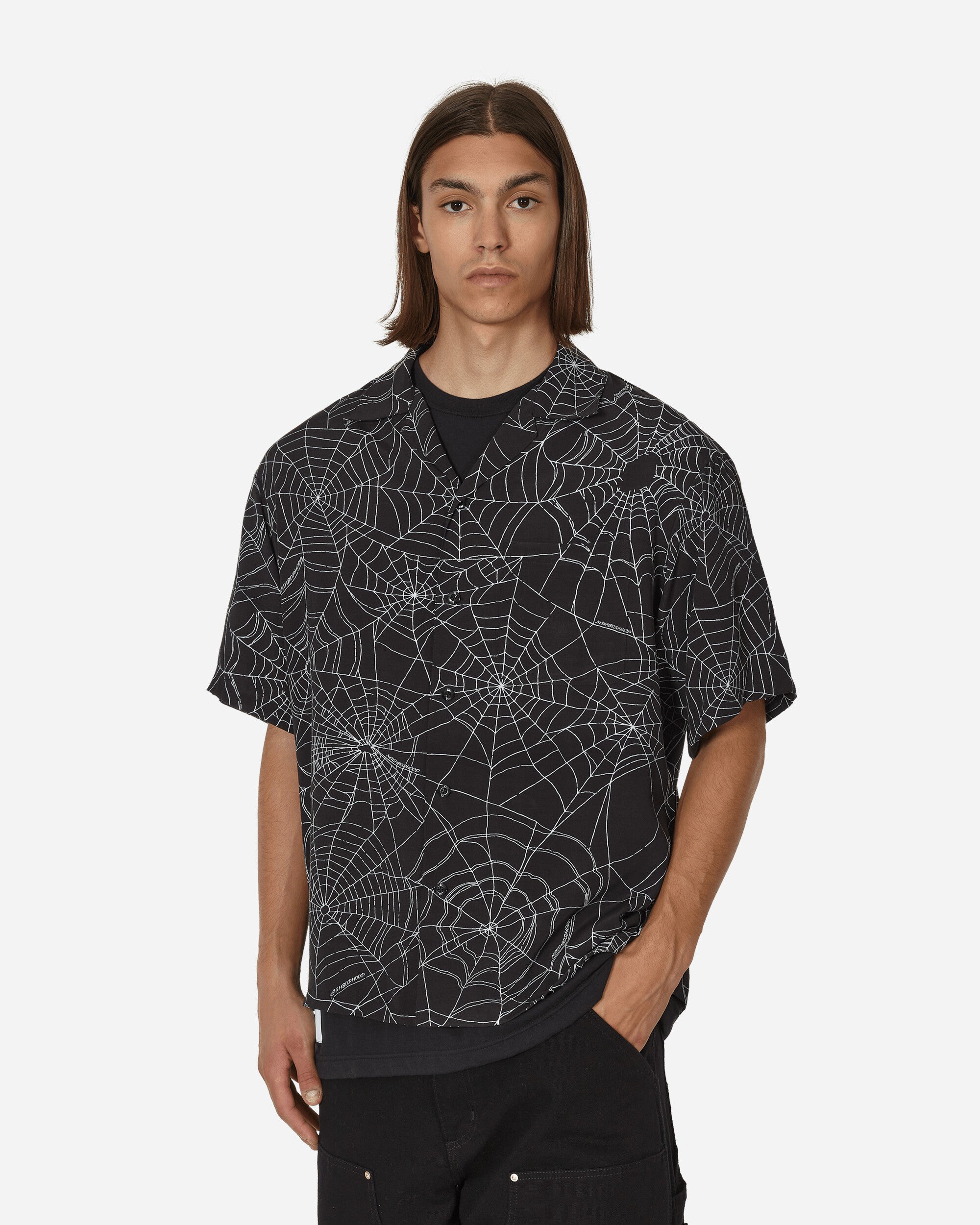 Neighborhood Spiderweb Hawaiian Shirt Black - Slam Jam® Official Store