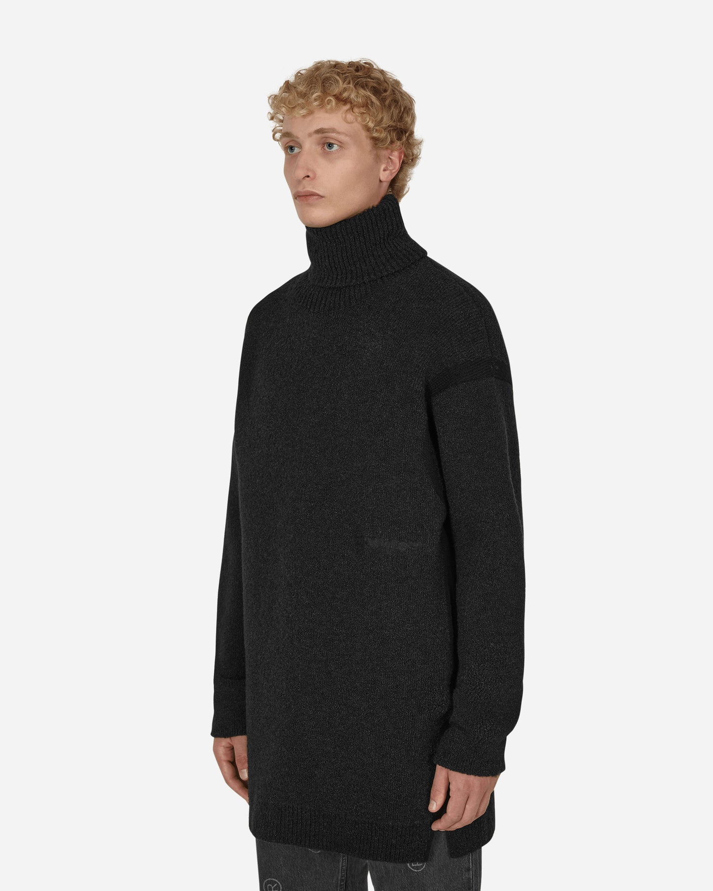 Off-White Micro Boucle Knit Turtleneck Black Black Knitwears Sweaters OMHF039F22KNI001 1010